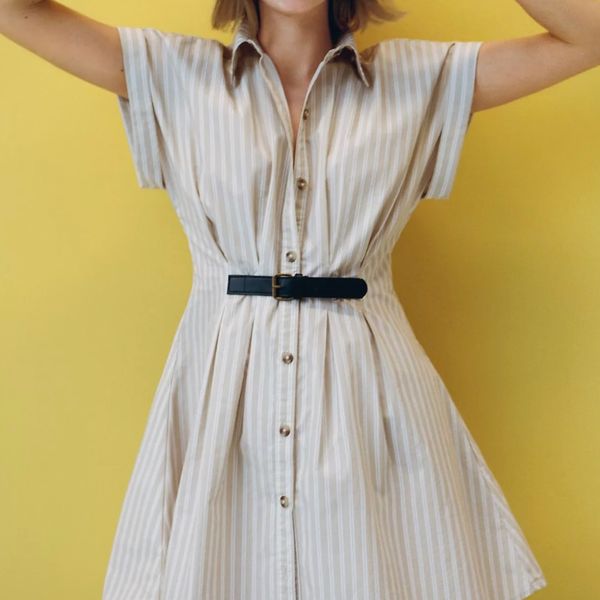 Anthropologie Faye Short-Sleeve Belted Shirt Dress