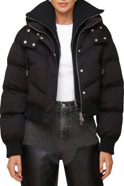 Avec Les Filles Thermalpuff Crop Puffer Jacket with Rib Bib