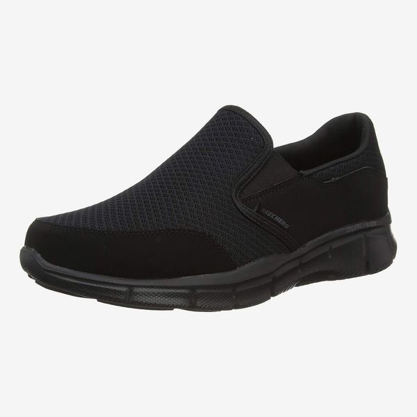 black slip on walking shoes