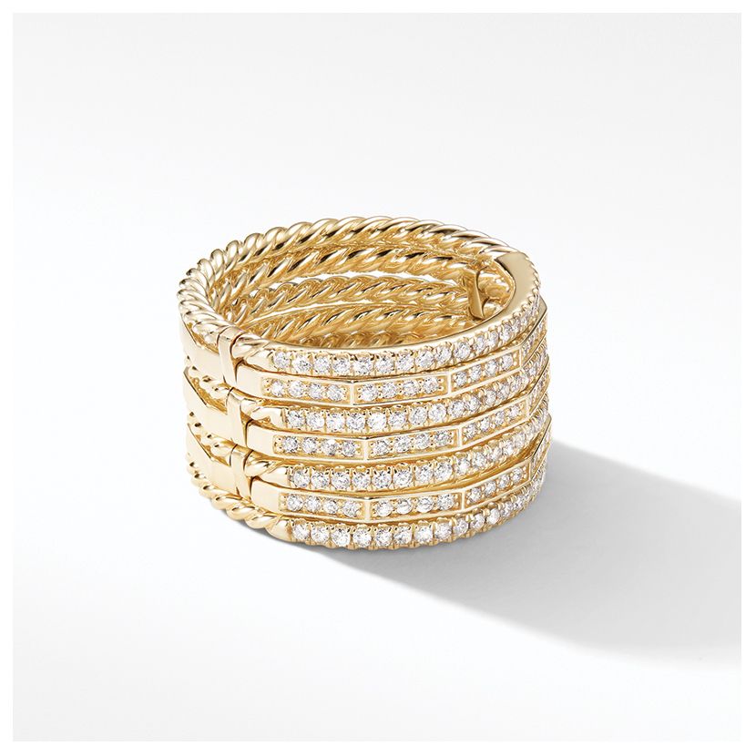 Stax Full Pavé Ring in 18K Yellow Gold