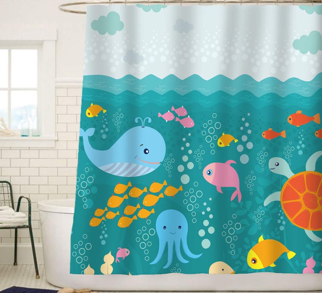 Polyester Fabric Waterproof Shower Curtain for Bathroom 72X72in White Shower Curtains Hooks Included. Lemoner Shower Curtains Bath Curtain