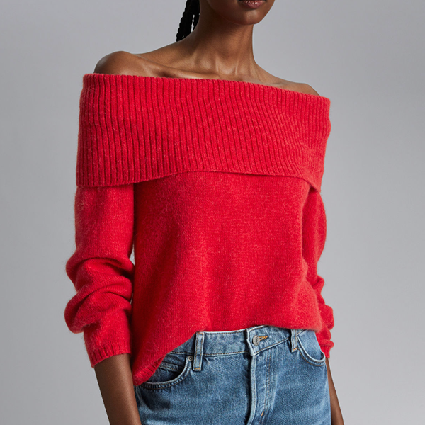 & Other Stories Chunky Off Shoulder Wool Sweater