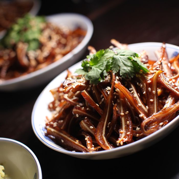 Shredded Pig Ears in Sesame Chili Sauce.