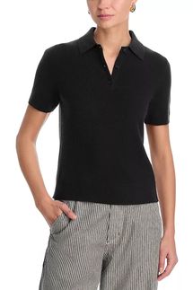 C by Bloomingdale’s Cashmere 100% Cashmere Polo Sweater - Black