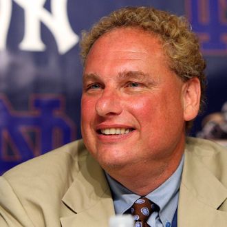 New York Yankees President Randy Levine speaks during a press conference .