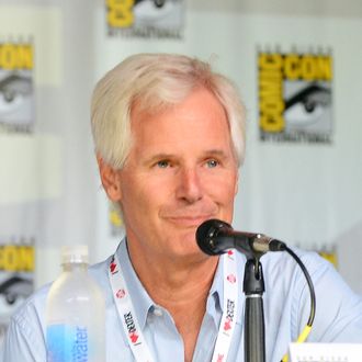 Actor David Duchovny (L) and writer Chris Carter speak onstage during the 20th Anniversary celebration of the X-Files with TV Guide during Comic-Con International 2013 at San Diego Convention Center on July 18, 2013 in San Diego, California. 