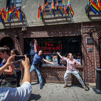 Crowds Celebratre Same Sex Marriage Ruling At Stonewall Inn