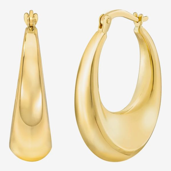 Costco 14kt Yellow Gold Oval Hoop Earrings
