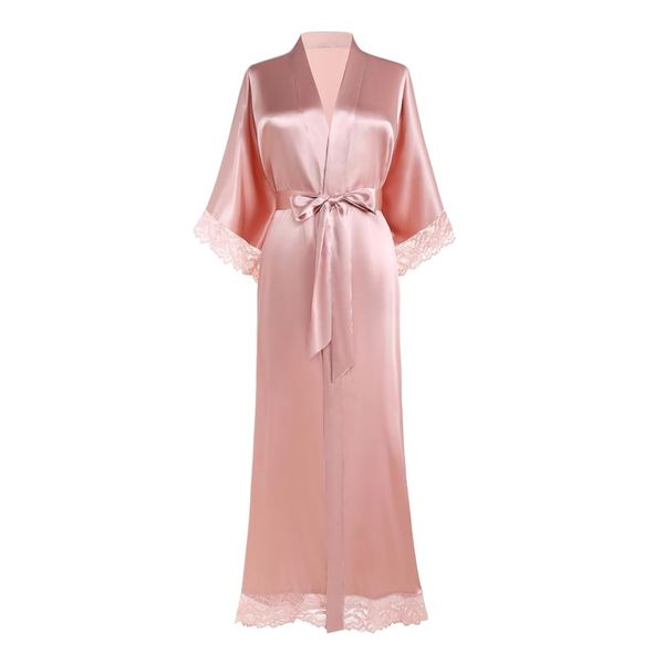 BABEYOND Satin Kimono Robes for Women with Lace Trim Wedding Bridesmaid