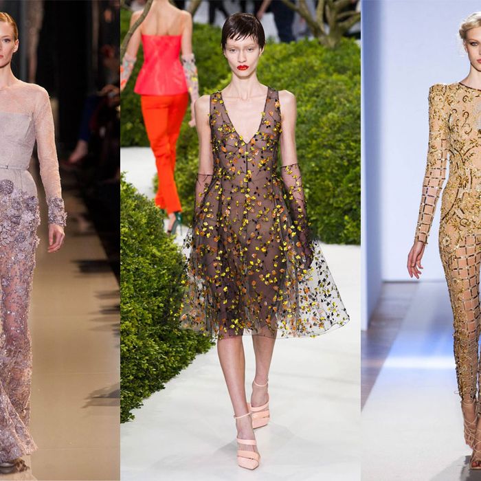 Looks from Valentino, Christian Dior, and Zuhair Murad.