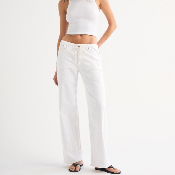 Abercrombie & Fitch Linen-Blend Low Rise Ultra Loose Drawstring Jean