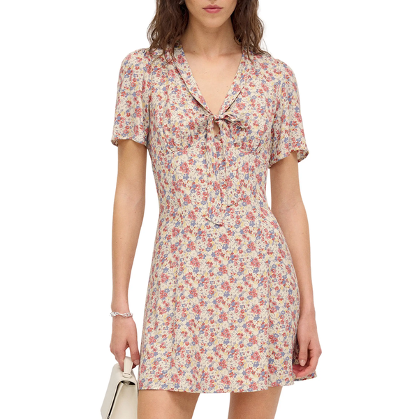 Reformation Tyra Floral Tie Front Minidress