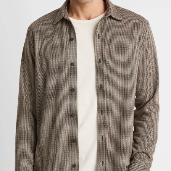 Vince Houndstooth Button-Up Shirt