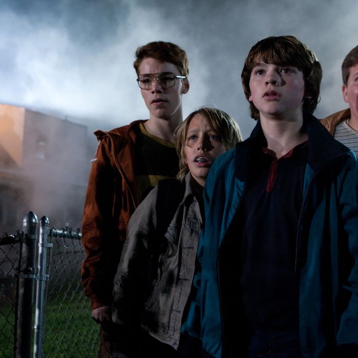 Left to right: Gabriel Basso plays Martin, Ryan Lee plays Cary, Joel Courtney plays Joe Lamb, and Riley Griffiths plays Charles Kasnick in SUPER 8, from Paramount Pictures.