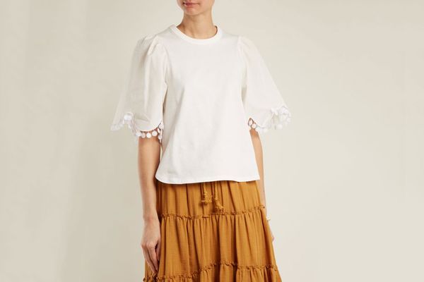See by Chloé Lace-Trimmed Short-Sleeved Cotton T-shirt
