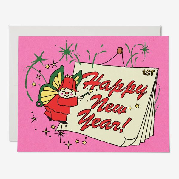 Red Cap Cards New Year Fairy Greeting Card