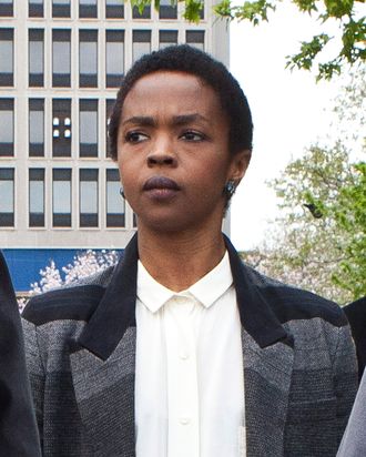 Signer Lauryn Hill is seen leaving court after the judge postpones her sentencing and gave her two weeks to pay back taxes April 22, 2013 in Newark, New Jersey. Hill pleaded guilty to tax evasion charges in June 2012 for failure to pay federal taxes on USD 1.8 million earned from 2005-2007. She faces a maximum one-year jail sentence for each of the three accounts.