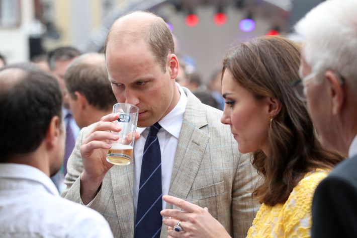 Prince William smelling beer (with Kate Middleton).