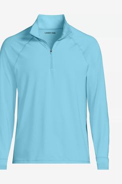 Lands’ End Men’s SunShade UPF 50 Cooling Quarter Zip Mock Neck Rash Guard Shirt
