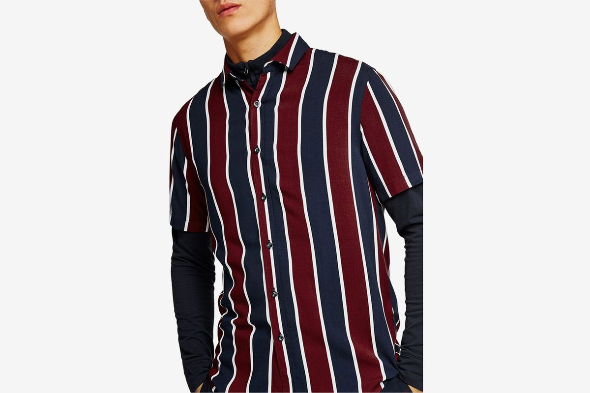 zara mens black and white striped shirt