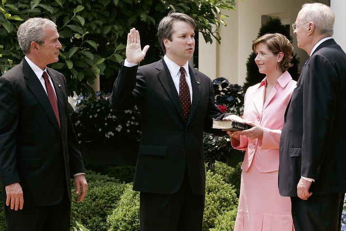 Brett Kavanaugh is sworn in by Supreme Court Justice Anthony Kennedy to be a judge to the U.S. Circuit Court of Appeals for the District of Columbia.