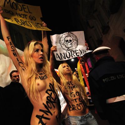 Femen protesters at Versace.