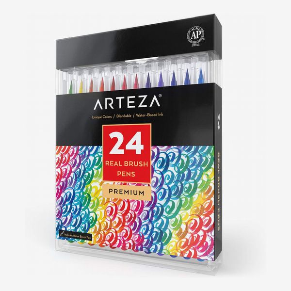 Arteza Real Brush Pens, 24 Colors for Watercolor Painting