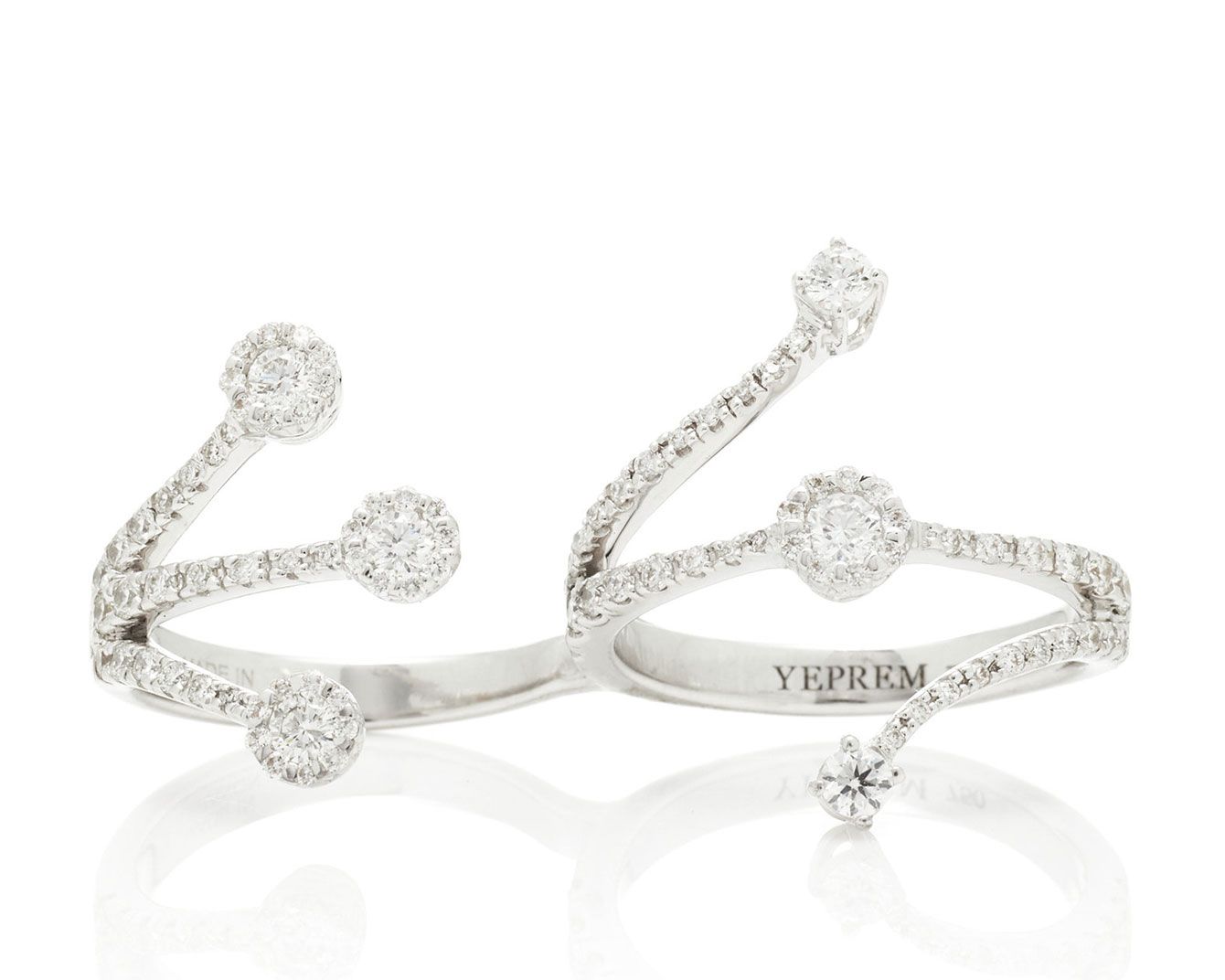 Yeprem Wrapped 18K White Gold And Diamond Two-Finger Ring