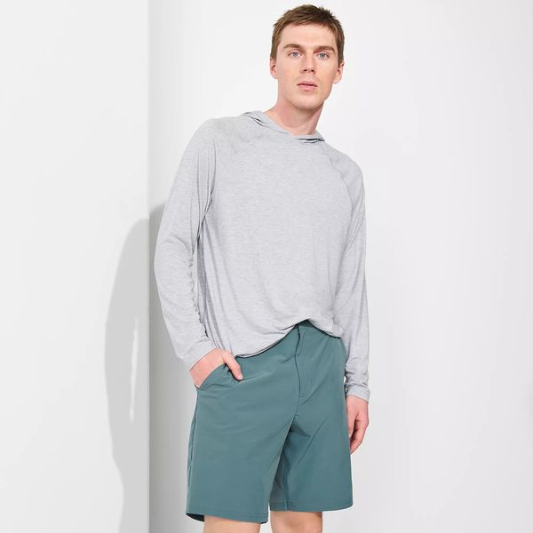 Lands’ End Men’s SunShade UPF 50 Cooling Long Sleeve Hooded Swim Tee Rash Guard