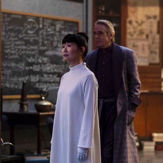 Hong Chau and Jeremy Irons in Watchmen.