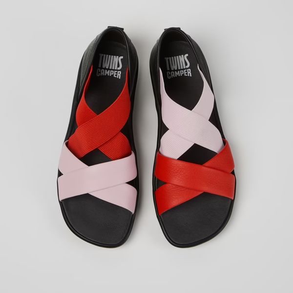 Camper Twins Multicolor Leather and Textile Sandals