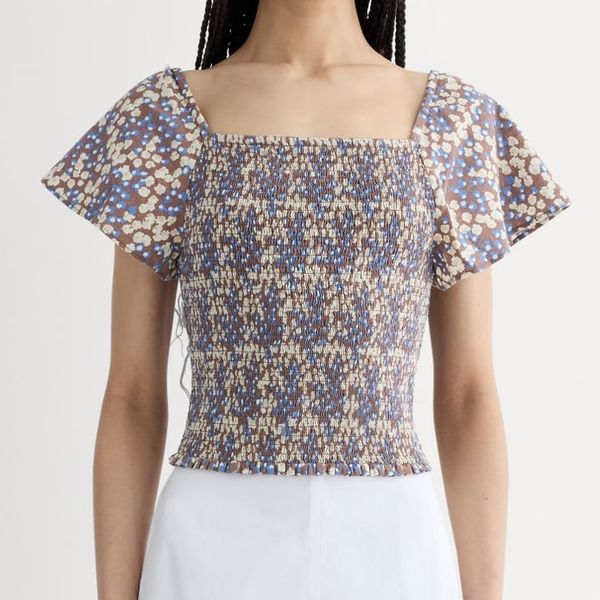 Everlane The Gauze Smocked Top