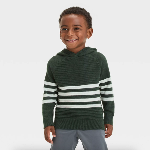 Cat & Jack Toddler Boys' Hooded Striped Sweater