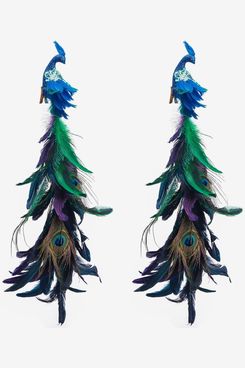 Moonoom Large Artificial Peacock Ornaments, 23”