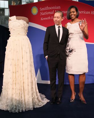 Michelle Obama with award finalist Jason Wu.