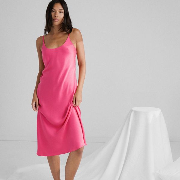Lunya Washable Silk Bias Slip Dress
