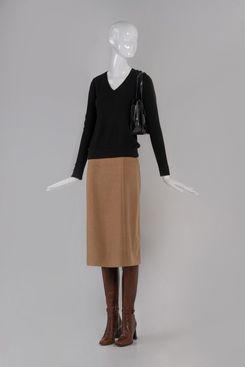 Prada Camel Wool Midi Skirt