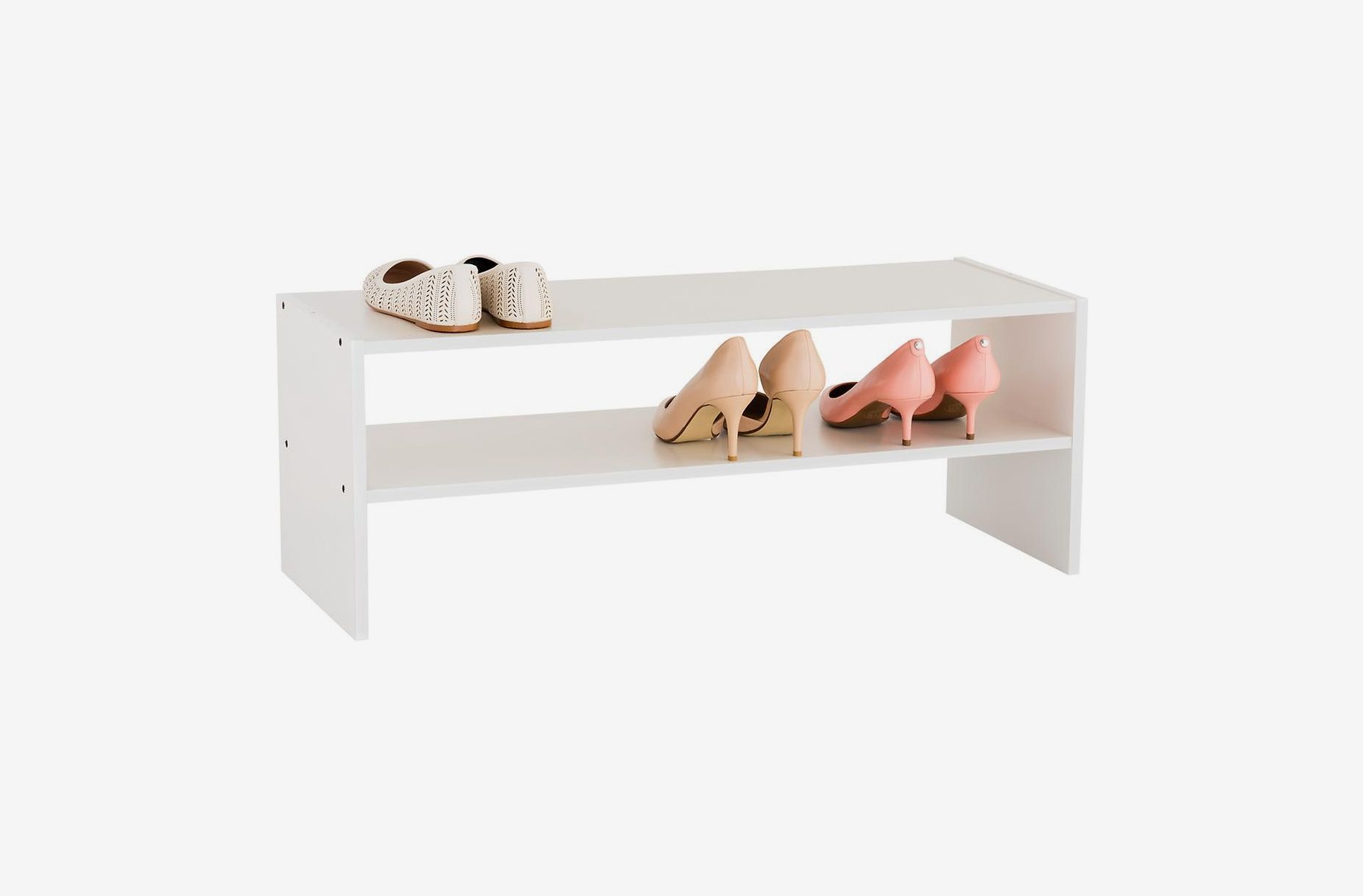 Whitmor Wood Stackable 2-Shelf Shoe Rack 31 inch White