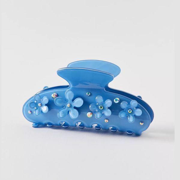 Rhinestone 3D Floral Claw Clip