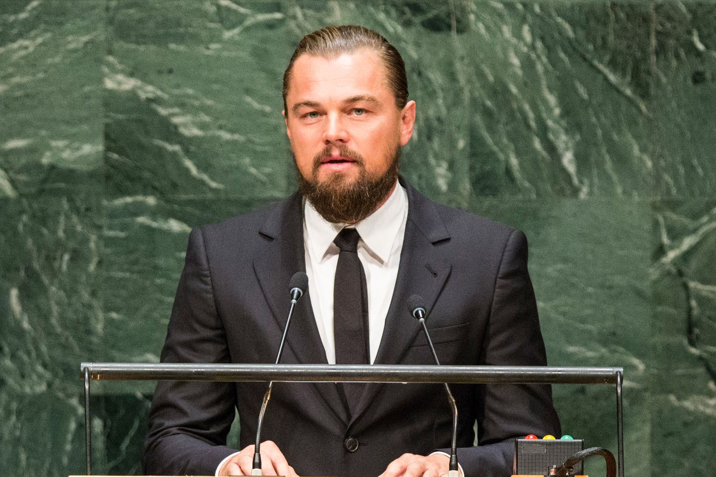 Leonardo DiCaprio Takes on Climate-Change Skeptics in U.N. Speech