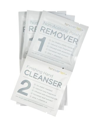 Tenoverten's best, stink-free nail polish remover wipe is the best.
