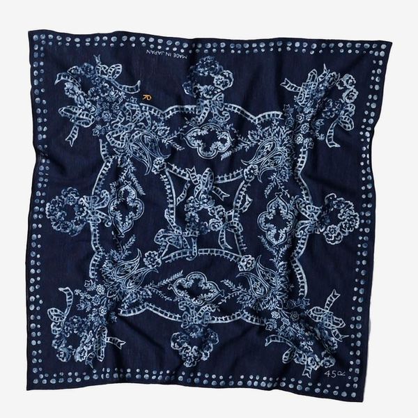 45R Indigo Tenjiku Cotton Bouguet Bandana