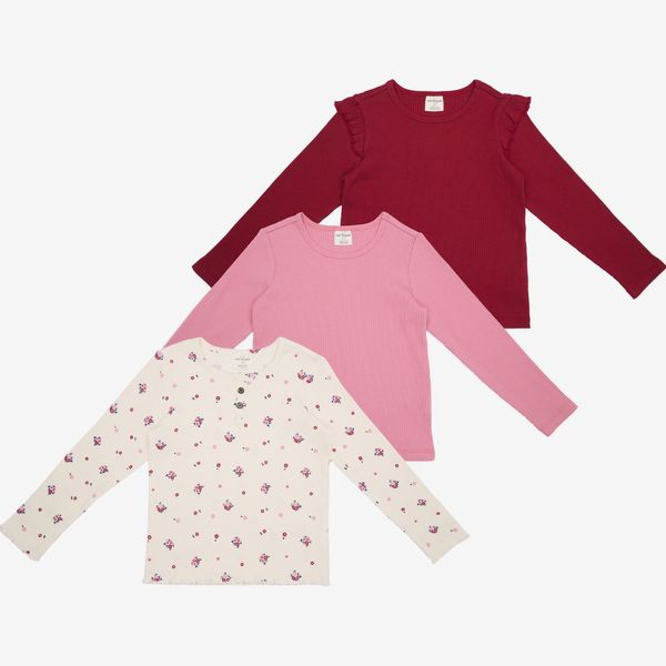 Petit Lem Kids' 3-Pack Rib Long Sleeve Shirt Set