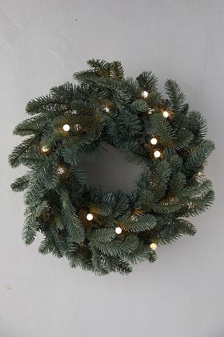 Faux Pre-Lit Bauble LED Evergreen Wreath