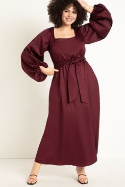 Eloquii Square-Neck Long-Sleeve Maxi Dress