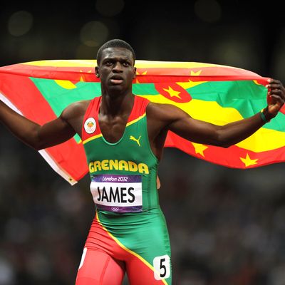 LONDON, ENGLAND - AUGUST 06: Kirani James of Grenada celebrates after winning the gold medal in the Men's 400m final on Day 10 of the London 2012 Olympic Games