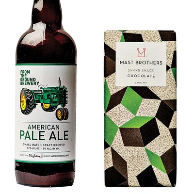 From the Ground Brewery’s American pale ale (left); Mast Brothers for Shake Shack.
