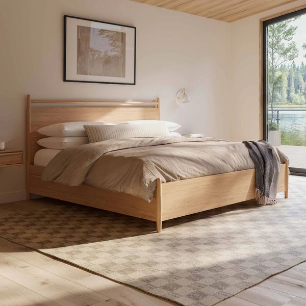 Article Lenia King Panel Storage Bed in White Oak