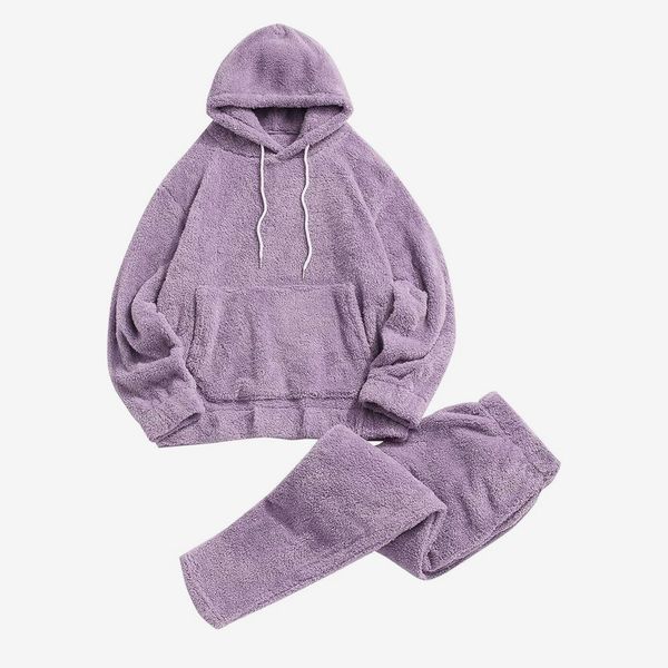 Zaful Fuzzy Fleece Pajamas Set