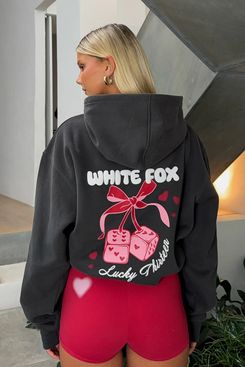 White Fox Lucky Thirteen Cheyenne Oversized Hoodie Charcoal